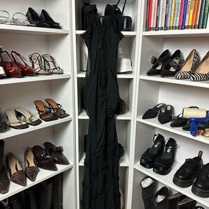 Jaded London Black Maxi Ruffle Dress